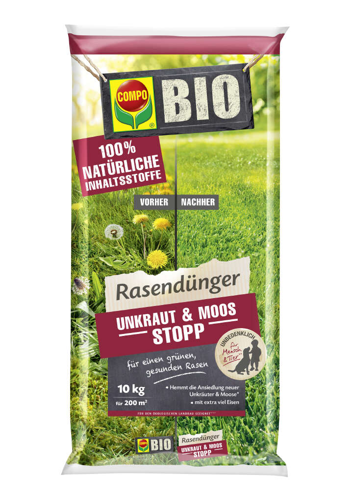 COMPO BIO Rasendünger Unkraut & Moos Stopp